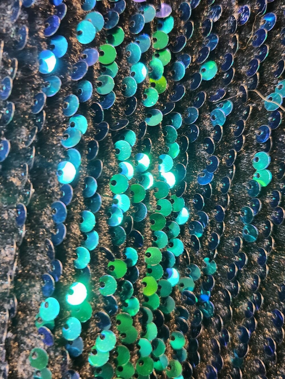 Sequined Black & Emerald Long Sleeve Dress with Embellished Trim - Picture 8 of 8